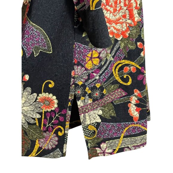 Drapers & Damons Womens Long Black Floral Tunic Top Size Large Acetate Blend - Picture 11 of 13